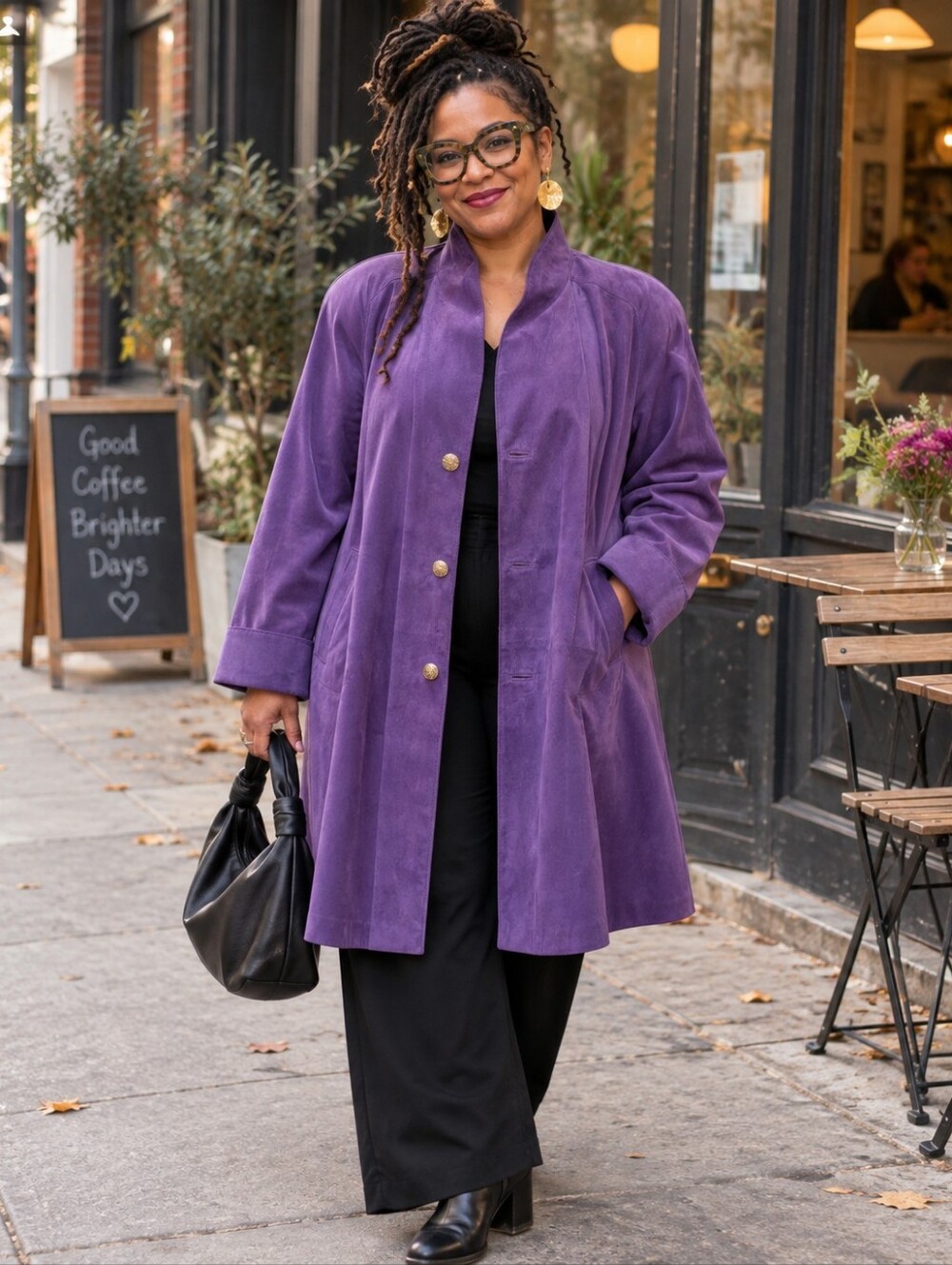 Vintage Pam Pam Purple Suede Leather Coat Made in Canada M
